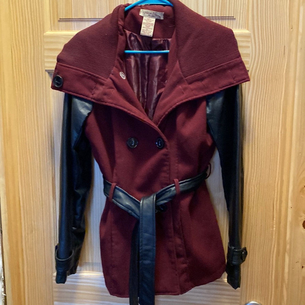 Burgundy and black jacket